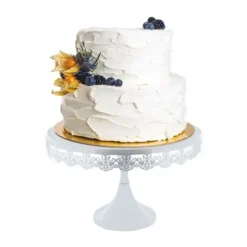 Cerf Dellier Présentoir gâteau blanc broderie Ø 30 cm Online
