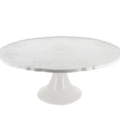 Cerf Dellier Présentoir gâteau en céramique blanc fleurs Ø 30 cm Online