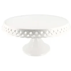 Cerf Dellier Présentoir gâteau en céramique dentelle fantaisie 25 cm New
