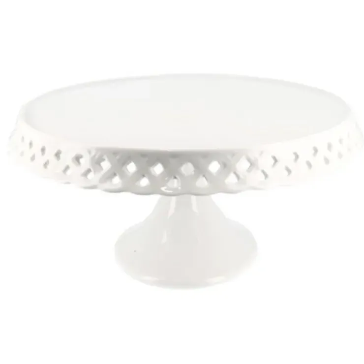 Cerf Dellier Présentoir gâteau en céramique dentelle fantaisie 25 cm New