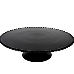Cerf Dellier Présentoir gâteau en céramique noir cannelé Ø 30 cm Sale