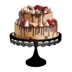 Cerf Dellier Présentoir gâteau noir broderie Ø 30 cm Online