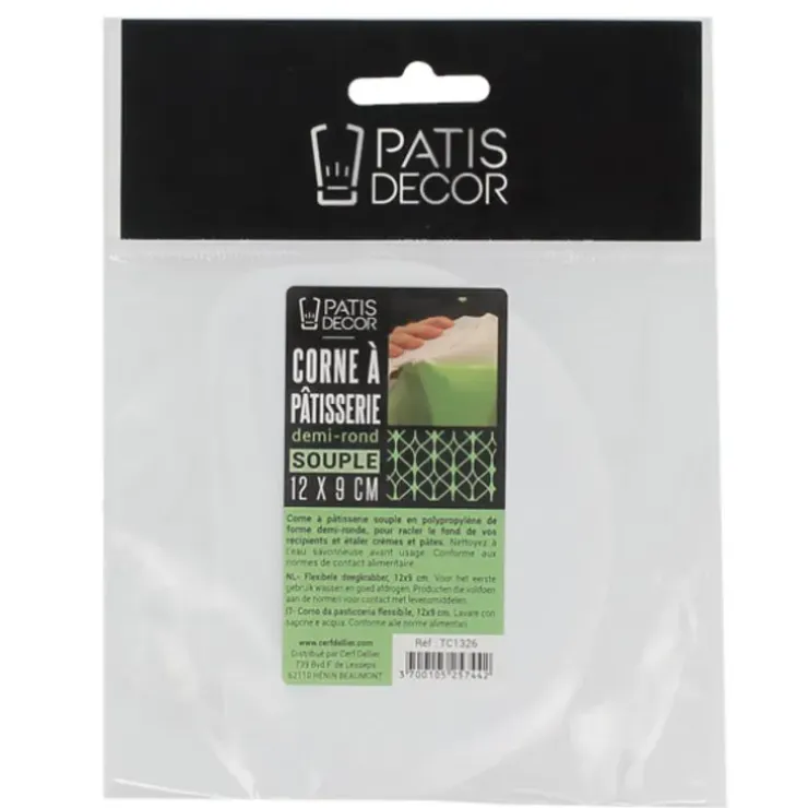 Cerf Dellier Racloir pâtisserie demi-rond souple New