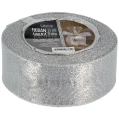 Cerf Dellier Ruban argenté pailleté 38 mm (22 m) Online