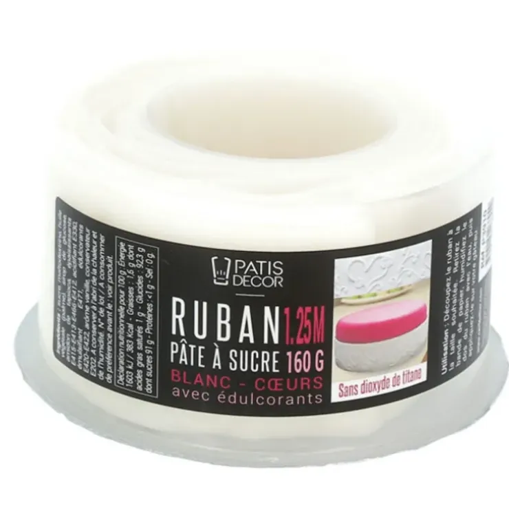 Cerf Dellier Ruban pâte à sucre coeurs h 5 cm (1,25 m) Discount