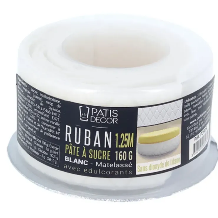 Cerf Dellier Ruban pâte à sucre matelassé h 5 cm (1,25 m) Clearance