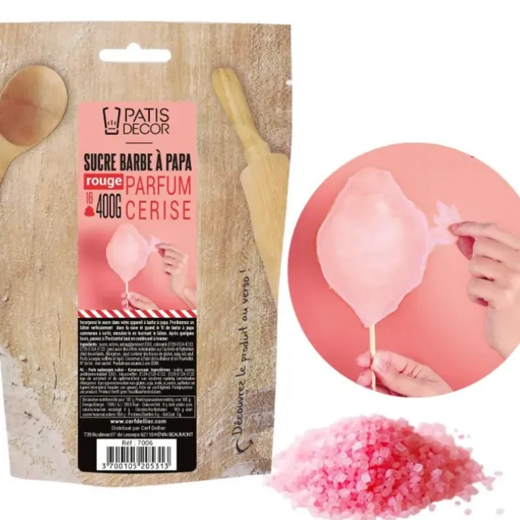 Cerf Dellier Sucre barbe à papa Cerise 400 g Discount