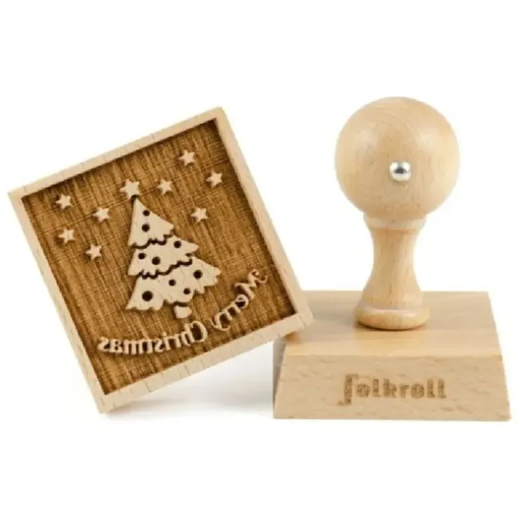 Cerf Dellier Tampon à biscuit bois Merry Christmas